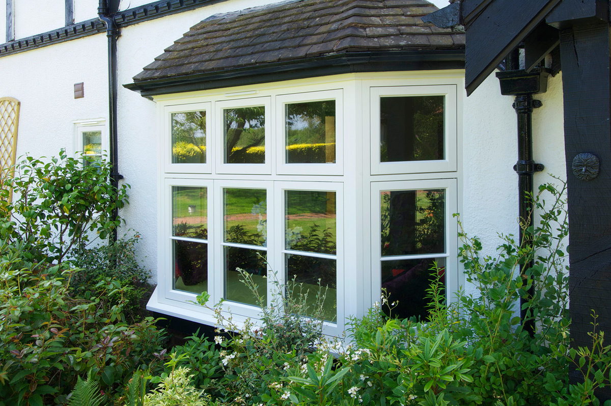 cottage flush casement bay window white